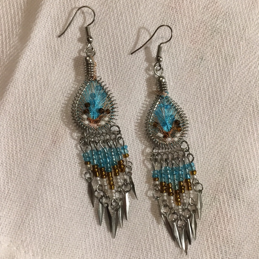 Dream Catcher Hand-Beaded Earrings